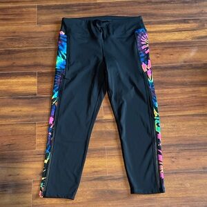 Victoria's Secret Black Leggings with Multicolor Side Pattern